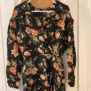 Reformation long sleeved floral minidress